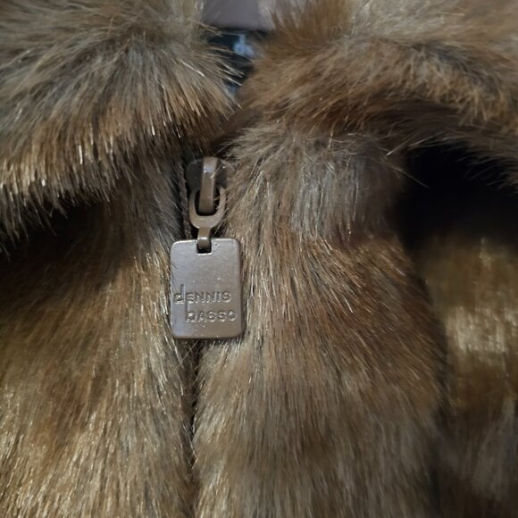 NWT Vintage Dennis Basso XS Chestnut Mink Faux Fur Zippered Coat Soft Shiny - Picture 2 of 13